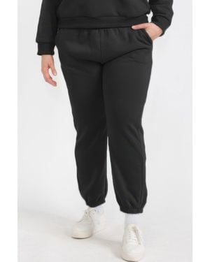 TRUEDAMES Plus Size Poly Fleece Elastic Waist Sweatpants - Black