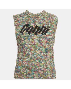 Ganni Logo Intarsia Rope Knit Vest Top - Green