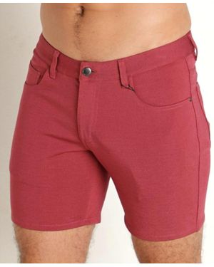 s t e e l e. Stretch Knit Jean Shorts - Red