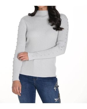 FRANK LYMAN Ribbed Knit Turtleneck Top - Gray