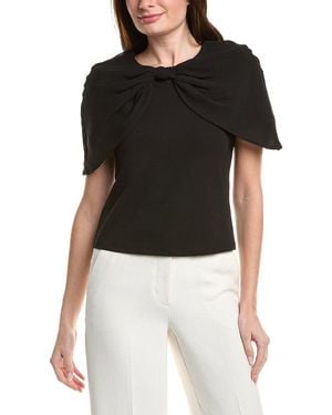 English Factory Bow Mixed Media Top - Black
