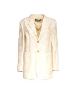 Department 5 Ben Tonal Embroidered Single-Breasted Blazer - Natural