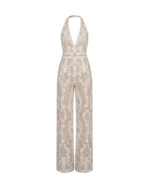 Saiid Kobeisy Embroidered Lace Jumpsuit - White