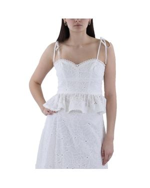 BCBGMAXAZRIA Eyelet Cotton Peplum Top - Purple