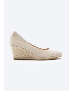 VISCATA Roses Canvas U Cut Espadrille Wedges - White