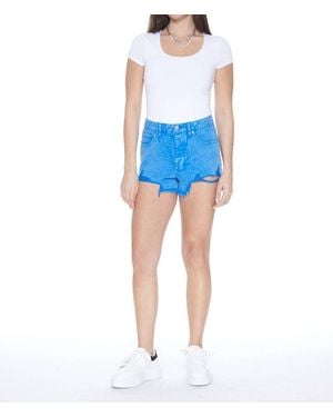 Blue Revival Distressed Denim Acid Wash Shorts - Blue