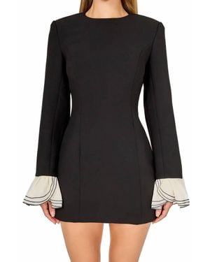 Endless Rose Ruffle Detail Long Sleeve Minidress - Black