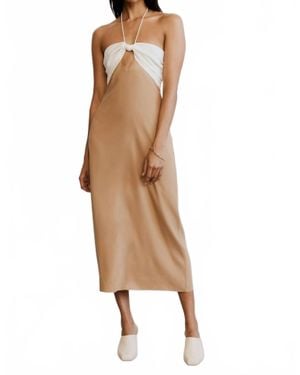 Third Form Let's Split Slip Midi Dress - Natural