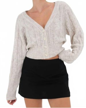 Rumored Frenchie Button Front Cardigan - White