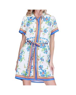 J joy Short Sleeve Shirtdress - Blue