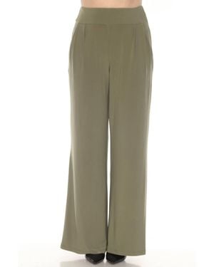 Joseph Ribkoff High Waist Pleated Wide Leg Pants - Green