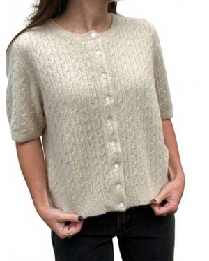 Things Between Paisley Cable Knit Short Sleeve Top - Gray