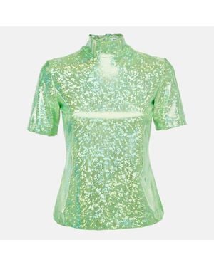 Saks Potts Poison Foil Print Jersey Cut-Out Top - Green
