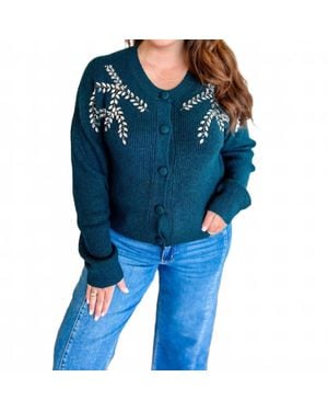 Lalavon Glittering Gemstone Cardigan - Blue