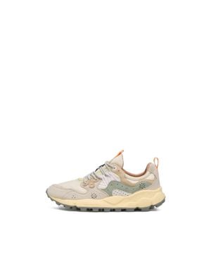 Flower Mountain Layered Design Sneakers With Textured Sole - White