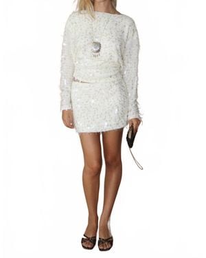 Bailey Rose Serena Sequin Open Back Top - White