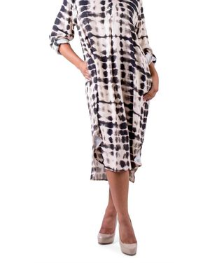 Gigi Moda Tie-Dye Tunic Midi Dress - Black