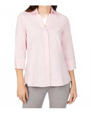 Foxcroft Taylor 3/4 Pinpoint Short Sleeve Shirt - Pink