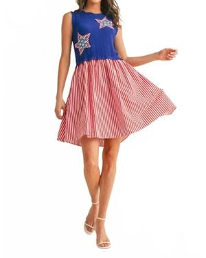 Anniewear Stars & Stripes Sweetheart Mini Dress - Pink