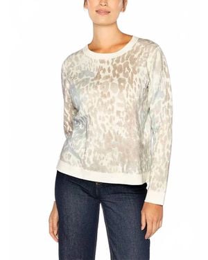 Kinross Cashmere Leopard Print Sweatshirt - White