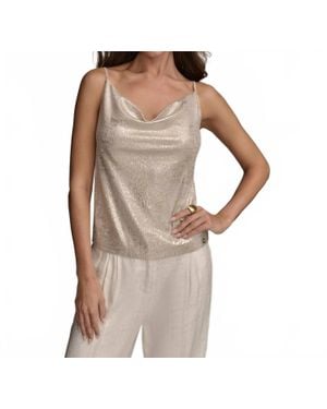 Donna Karan Metallic Sequin Embellished Camisole - Brown