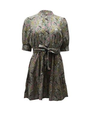 Ba&sh Tie Front Gathered Mini Dress - Gray