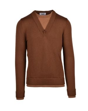 Alpha Studio Merino Wool Double Neck Sweater - Brown