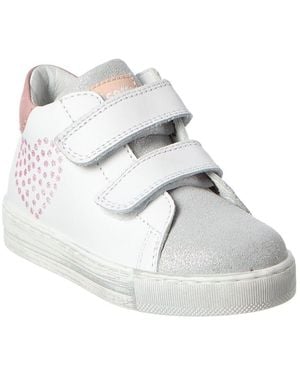 Naturino Falcotto Banit Glitter Leather & Suede Sneaker - White