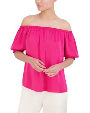 BCBGMAXAZRIA Pleated Puff Sleeve Off The Shoulder - Pink