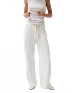 Pistola Jadyn Mid Rise Drawstring Jean - White
