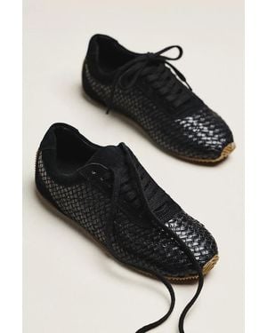 Maeve Woven Leather Sneakers - Black