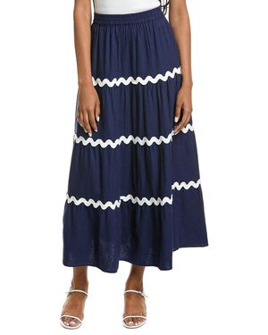 Sail To Sable Tiered Linen-Blend Skirt - Blue