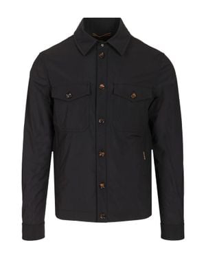 Moorer Dark Ade Ac Horn Buttons Flap Pockets Polyamide Shirt Jacket - Black