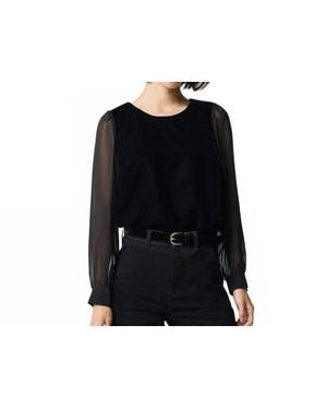 J.Crew Velvet Puff-Sleeve Top - Black