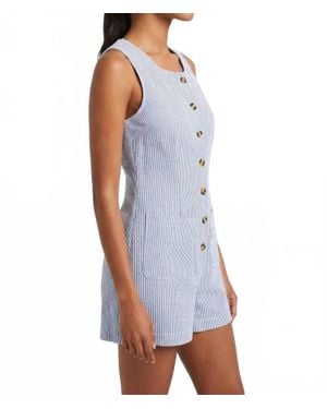 Karlie Denim Stripe Sleeveless Romper - Blue