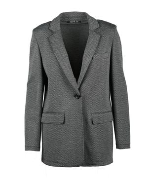 Pennyblack Herringbone Knit Blazer With Single-Button Closure - Gray