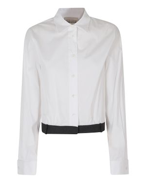 Semicouture Cropped Stretch Cotton Blouse - White