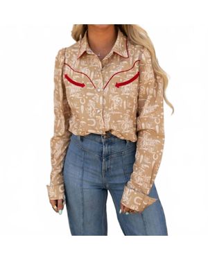 Howdy Hanny Prairie Rodeo Snap Blouse - Blue