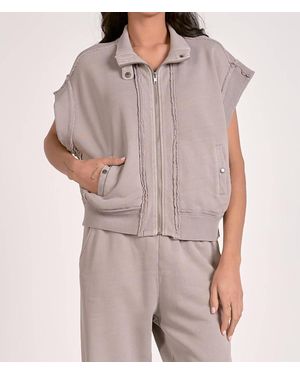 Elan Zip Up Short Sleeve Jacket - Gray