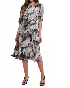 Fun 2 Fun Gather Round Abstract Midi Dress - Metallic