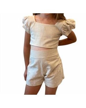 Dalai Beachwear Embroidered Crop Top - Natural