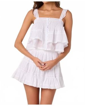 Astr Delia Tiered Babydoll Top - White