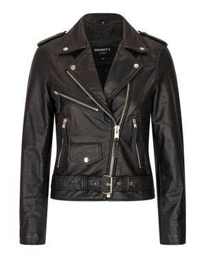 TruClothing Brando Tassel Fringe Cow Hide Biker Leather Jacket - Black