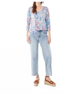 Fdj Quarter Sleeve Scoopneck Top - Blue