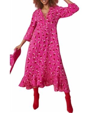 Jayley Silk Blend Polka Dot Maxi Dress - Pink