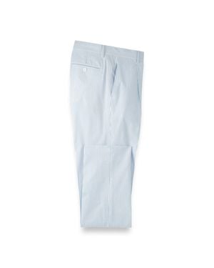 Paul Fredrick Cotton Seersucker Single Pleated Pants - Blue