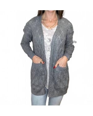 Michelle Mae Romona Open Knit Cardigan - Gray