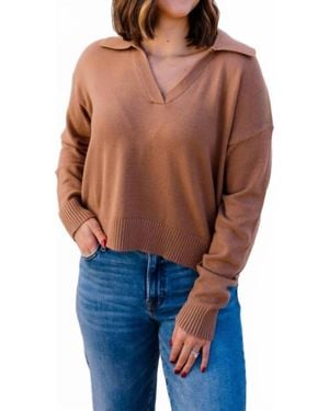 Miou Muse Sweater Knitted Top With Collar - Blue