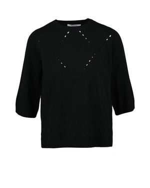 Kangra Textured Underlayer Top With Side Slits - Black