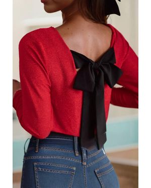 Little Daisy Closet Miranda Back Bow Sweater - Red